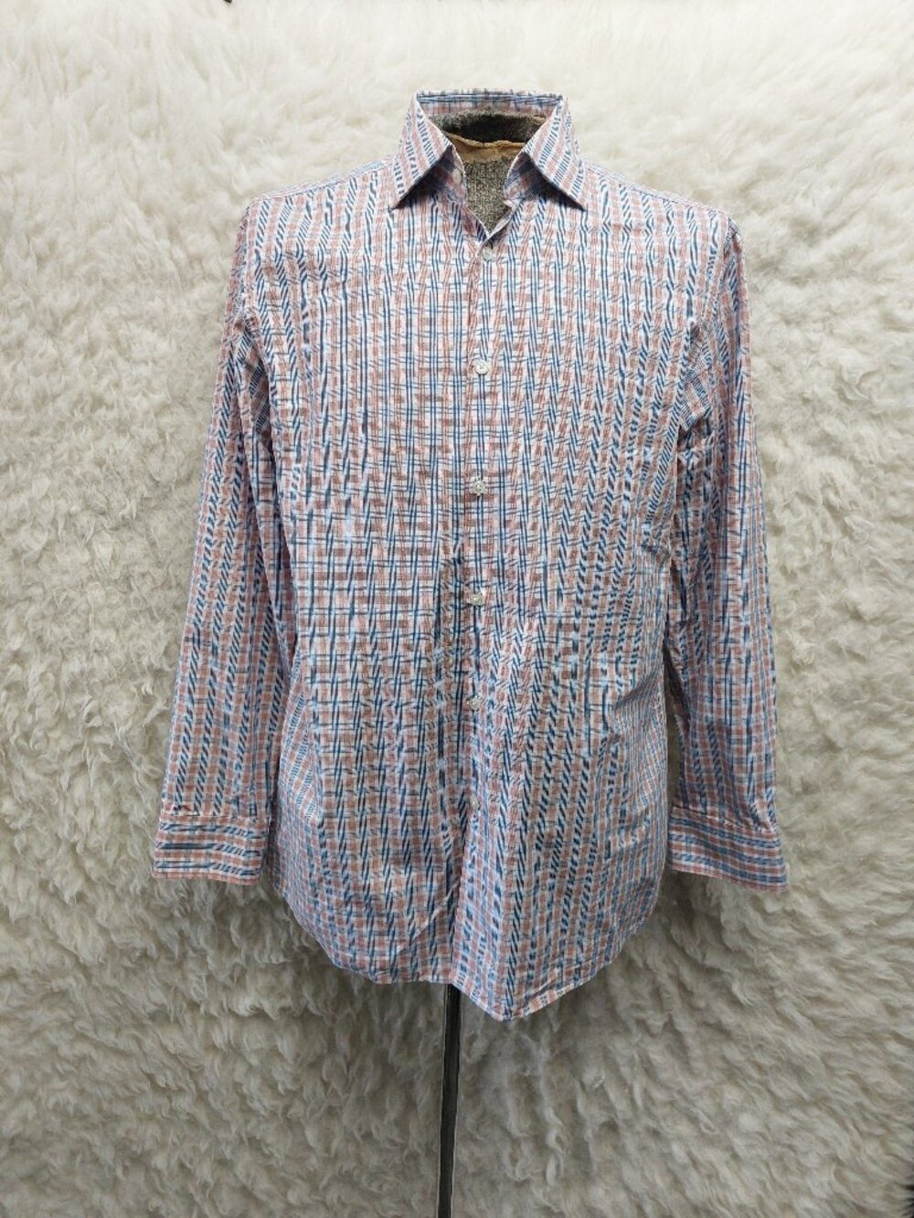 Boss Hugo Boss Mans Sharp Fit Blue and Red Check Pattern Buttons Down Shirt